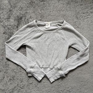 OFFLINE Aerie Wow! Waffle Notch Neck Long Sleeve Shirt Lounge Cozy Basic Layer